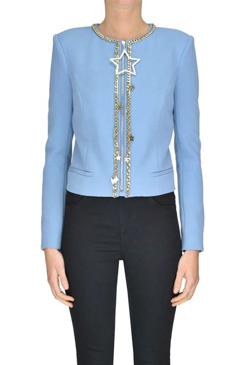 giacca chanel blu con applicazioni strass